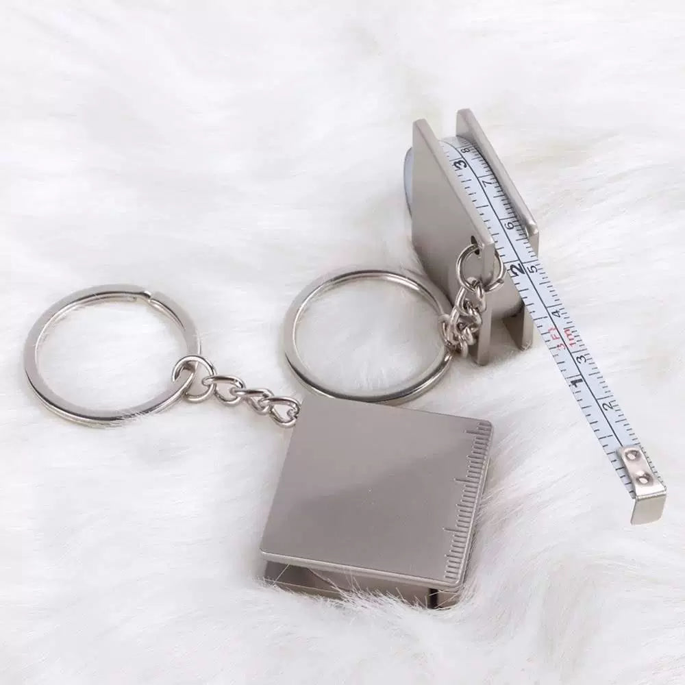 Chrome Tape Measurer Keychain